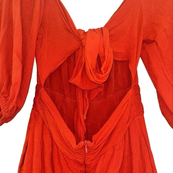 Lulu’s Bohemian Puff Sleeve Backless Bow Flounce Romper Women’s Small Western - Picture 3 of 16